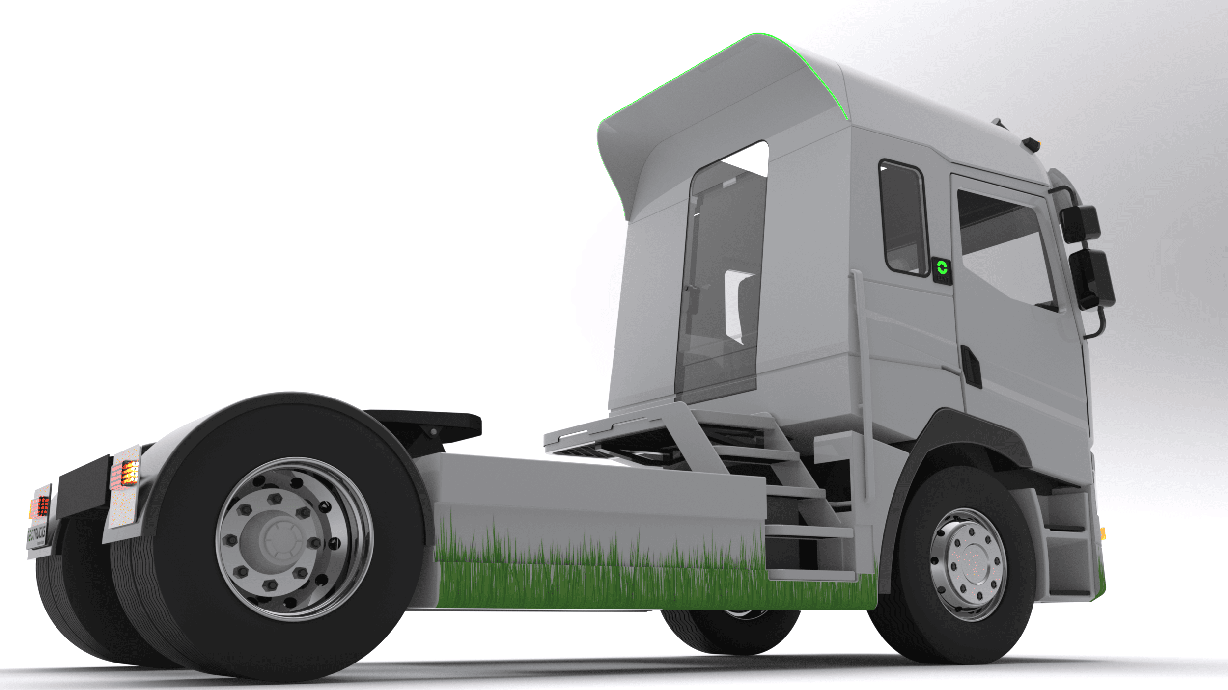 Tracteur de parc 100% électrique ELYT de NEOTRUCKS image synthèse vue dos 3/4