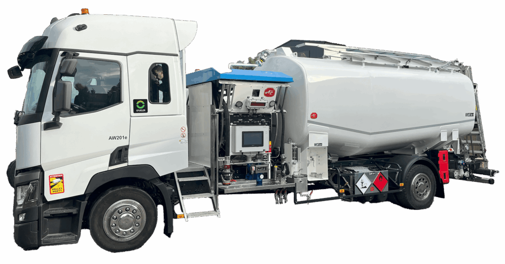 Avitailleur 100% électrique EFUELER de NEOTRUCKS made in France fond blanc